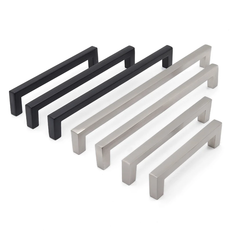 Oukali New Design Modern Aluminum Matt Black Furniture Hardware Kitchen Cabinet Handles Luxury Vintage  Handle for Bedroom