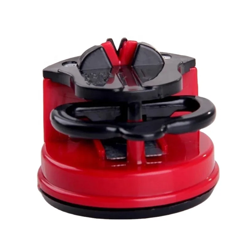 

QY Household kitchen utensils sharpener tool Tungsten steel sharpener base comes with suction cup that does not shift, Red
