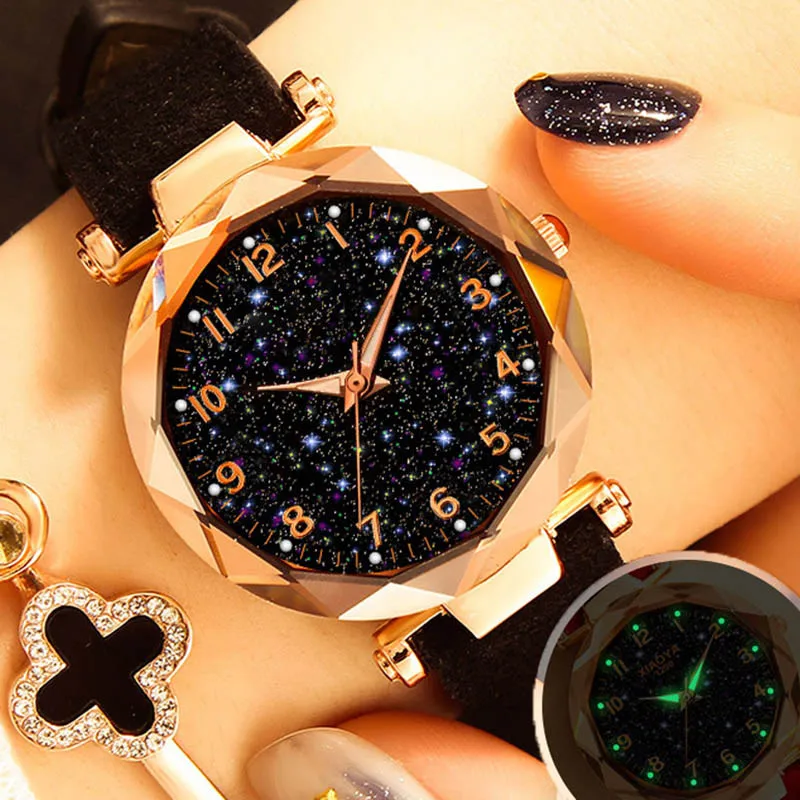 

Dropshipping Women's Fashion Starry Sky Quartz Wristwatches Ladies Luxury Golden Wrist Watches Top relogio feminino 2019