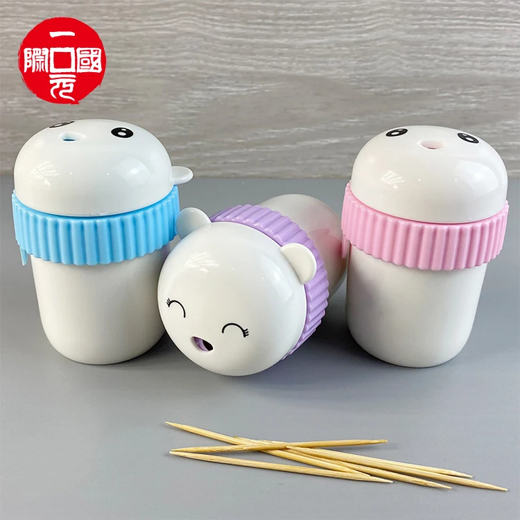 

Factory Wholesale Cartoon Bear Canned Toothpicks Disposable Bamboo Double Thin Toothpicks 350 pCS