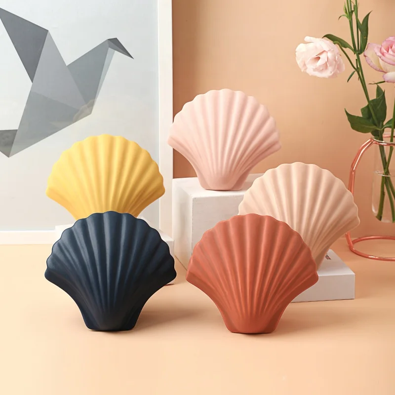 

Nordic morandi shell shape dysmorphism ceramic jewel case for home model, Pink/orange/blue/yellow