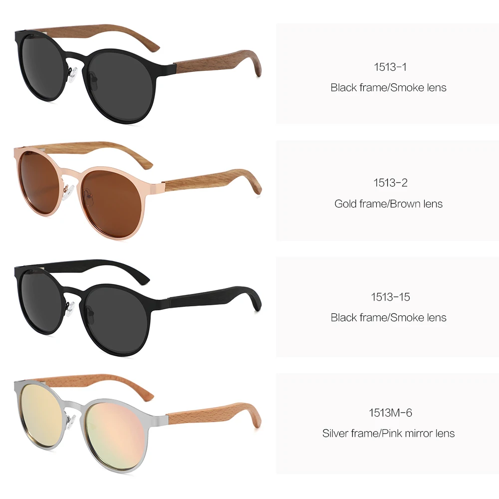 

Sunglasses shades 2023 round metal frames polarized sunglasses for men and women wood