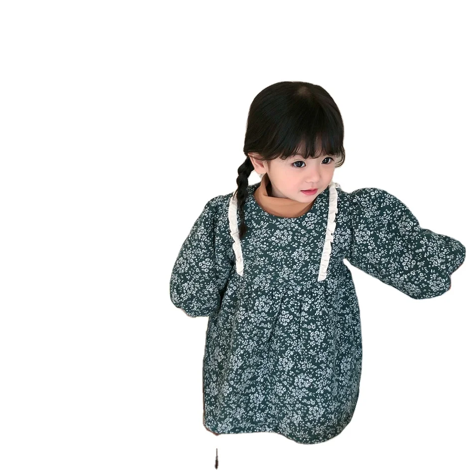 

Girl floral and cotton vintage cotton Princess winter dress long sleeved skirt girls coats for wholesale, As pic shows, we can according to your request also