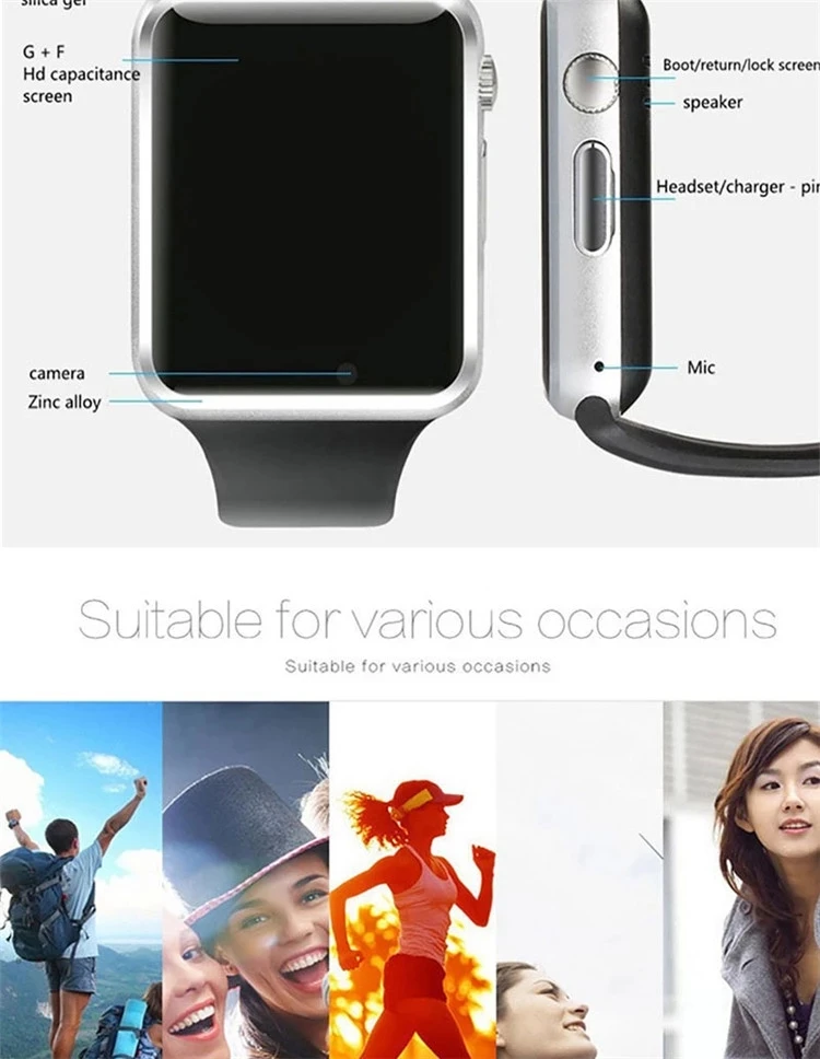 Montre connectée A1 avec téléphone portable, 1.54 pouce, meilleur marché, usine