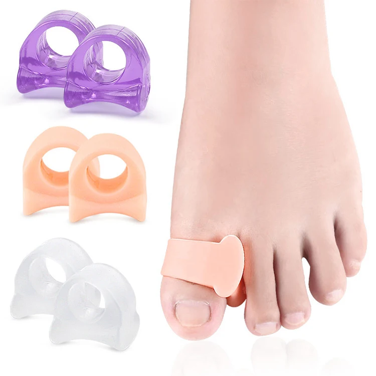 

Factory Price Unisex Bunion Soft And Comfortable Corrector Pad Gel Silicone Toes Big Toe Separator, White+ skin tone+purple