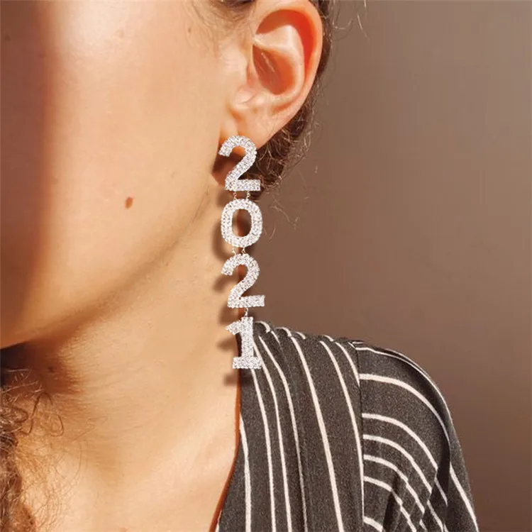 

Personalized digital earrings European and American fashion wild 2021 earrings new earrings, Picture shows