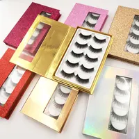 

Factory OEM Custom holographic 5 in 1 lashes boxes eyelashes book packaging box eyelashes 5 sets private label