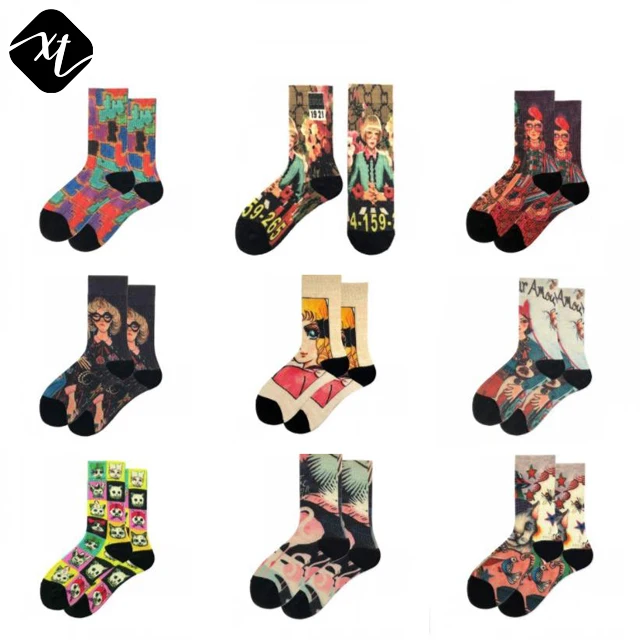 

Colorful 3D luxury animal cartoon young girls tube digital printed printing Flowers Leisure Crew Socks