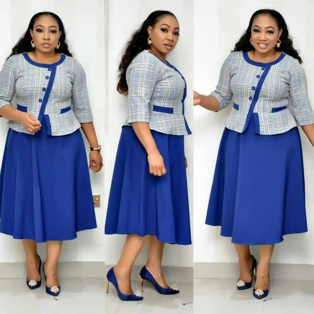 

3 Colors Plus Size Long Elegant African Women Formal Ladies Work Office wear Dresses, Customized color