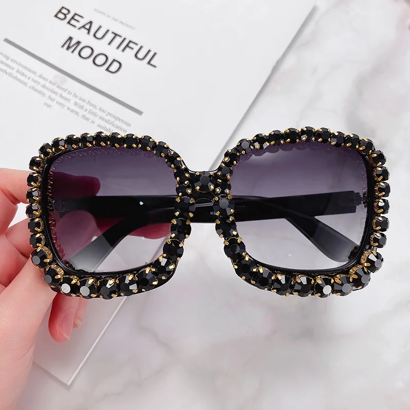 

DCOPTICAL 2021 Diamond Shiny Sun Glasses Square Oversized Bling Women Sunglasses