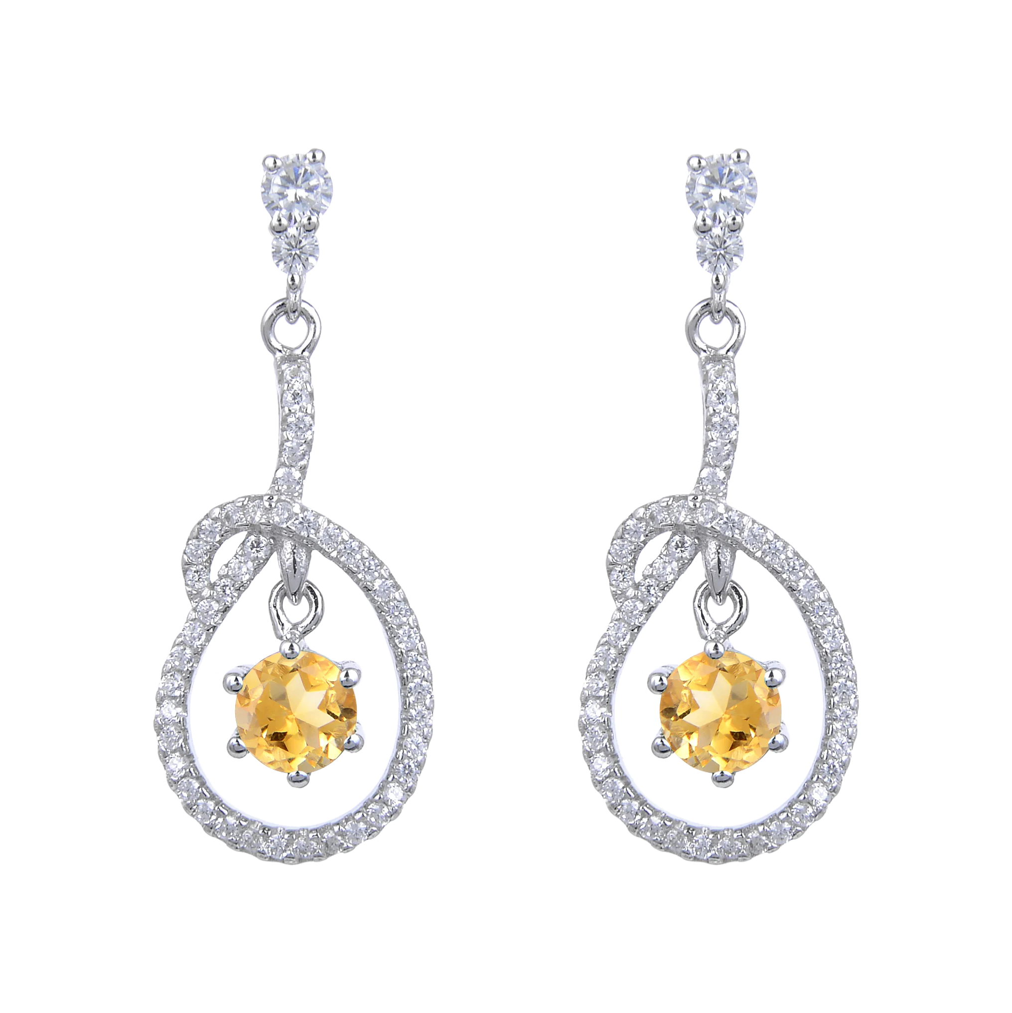 

Abiding Simple Drop Earring Fashion Natural Citirne Gemstone 925 Sterling Silver Fine Jewellery For Wedding Women