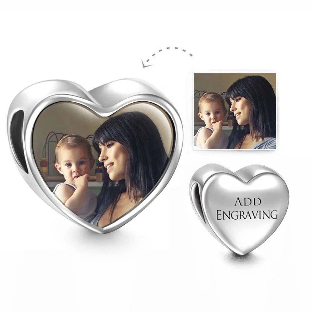 

Dropshipping Christmas Gifts Engraved Heart Photo Charm Personalizado