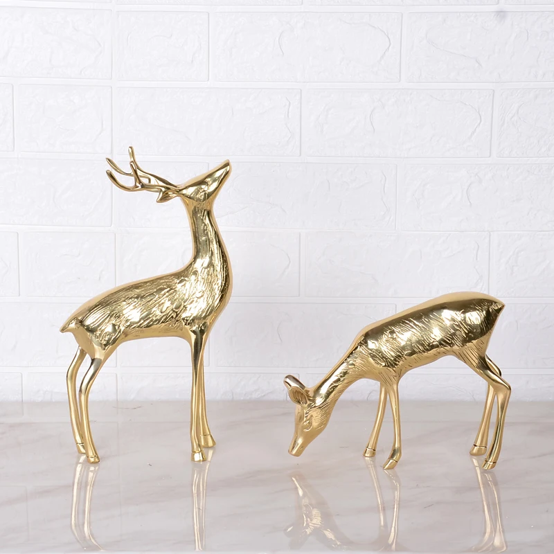 

HOME DECORATIVE ACCENTS BRASS DEER STATUE LUXURY INTERIOR DECORATION ANIMAL SCULPUTRE