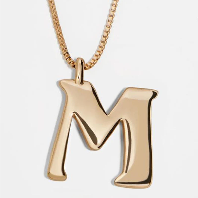 

Wholesale Ins woman 18k gold plated big alloy metal English alphabet letter initial pendant necklace
