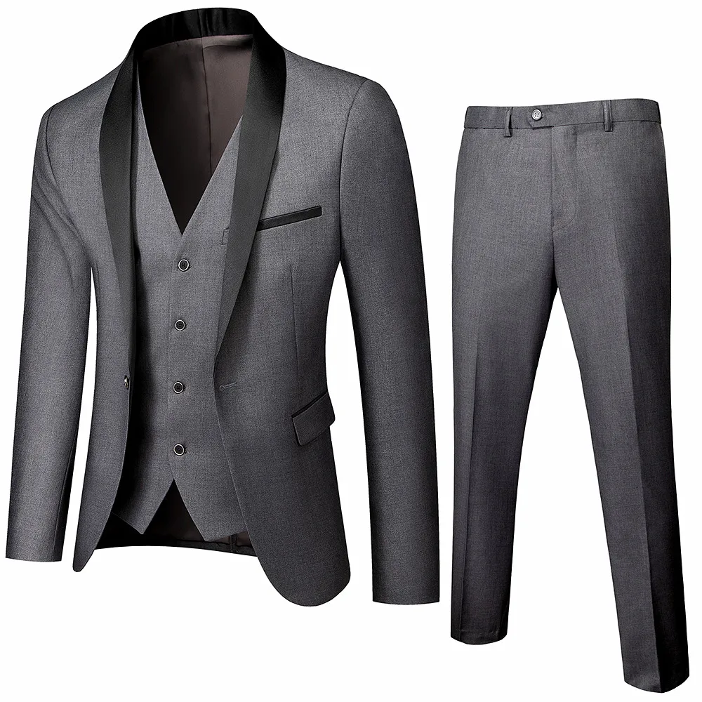 

Black Men Autumn Wedding Party Three Pieces Set Large Size 5XL 6XL Male Blazer Coat Pants and Vest Fashion Slim Fit Suit, Shown