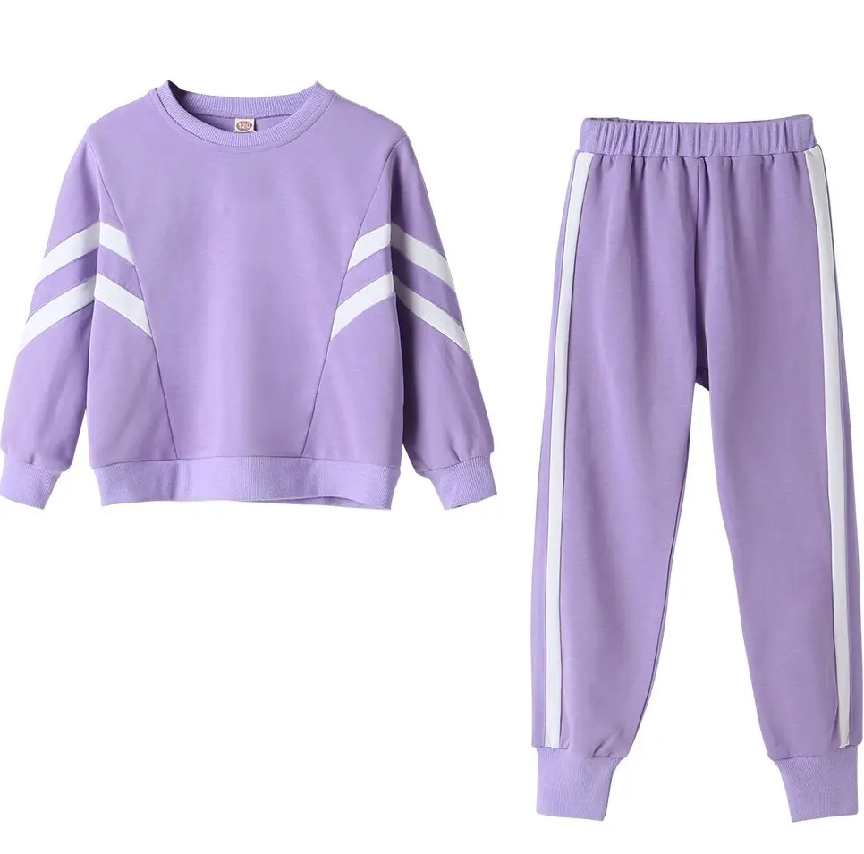 

Wholesale Factory Casual Teenage Girl Clothes Purple Girls' Clothing Sets 2 Piece Sport Set