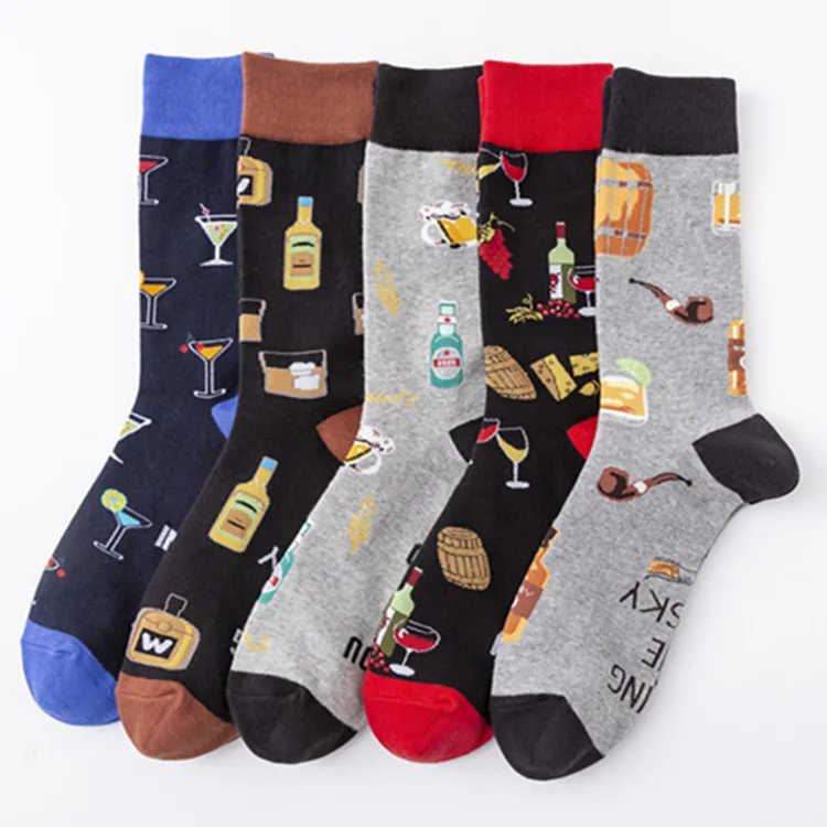 

Wholesale Custom Logo Package Novelty Top Quality Men 100% Cotton Funny Fashion Colorful Socks