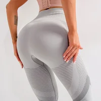 

Custom private label women high waisted fitness scrunch butt lifting push up hollow out 7/8 length seamless leggings