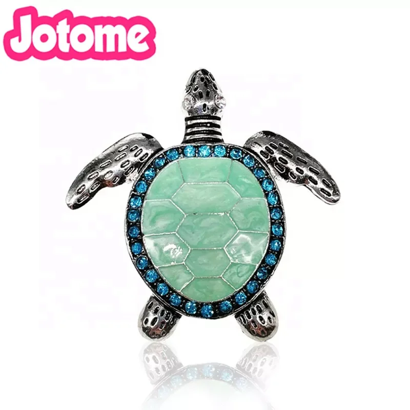 

green enamel pin bling rhinestone sea turtle designer charms animal pendant necklaces, As picture