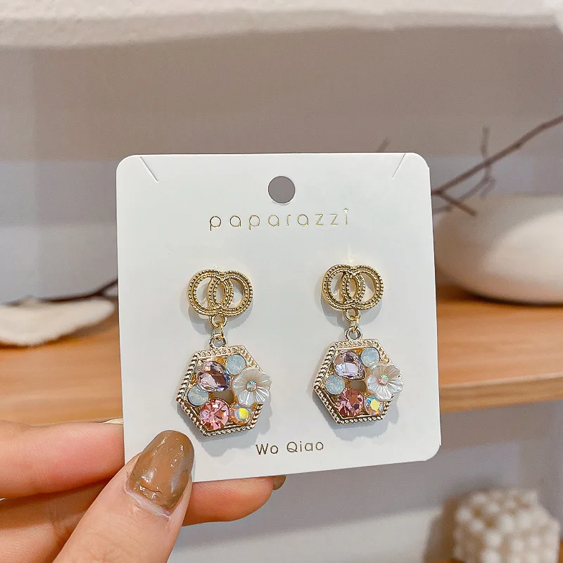 

fashion trendy wholesale pearl drop flower earings