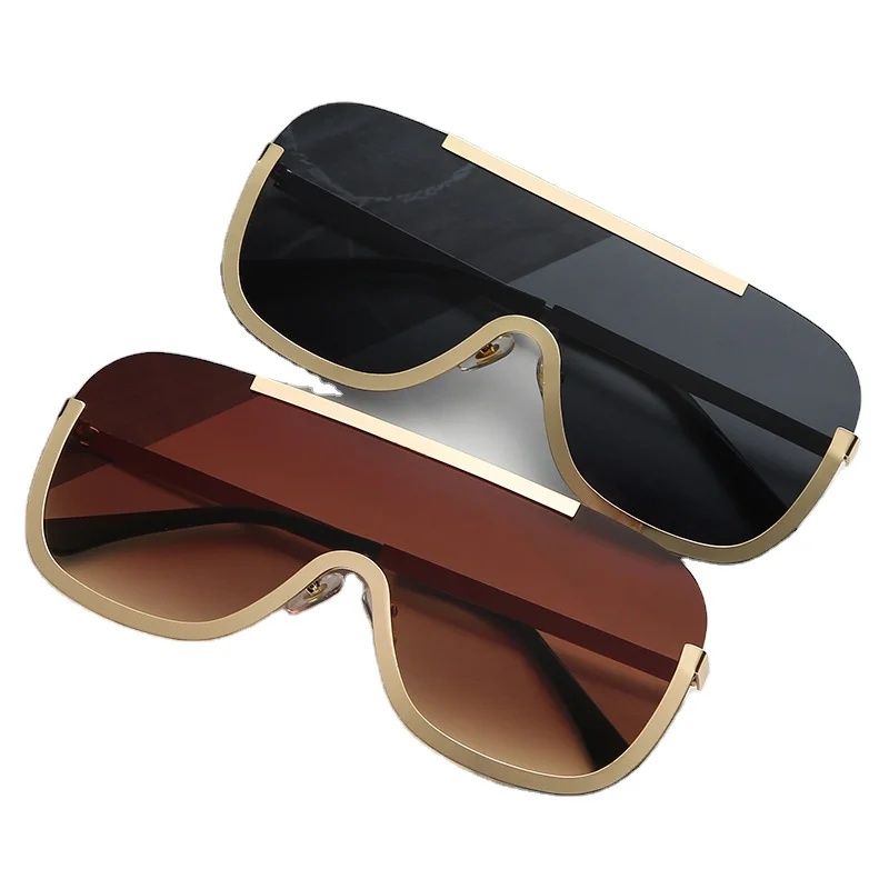 

2021 Classic Fashion One Piece Lens Black Female Sun Glasses Unisex Trendy Big Frame Oversized Women Men Sunglasses, 6 colors for choice