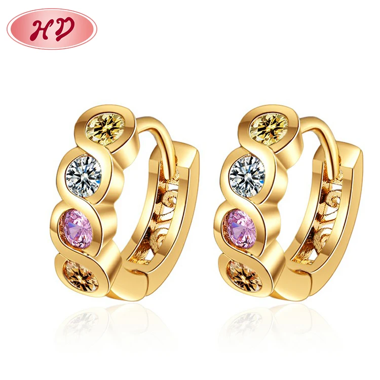 

China manufacture jewelry infinity forever love 8 sign gold plated ear huggie earrings cubic zirconia for women gift