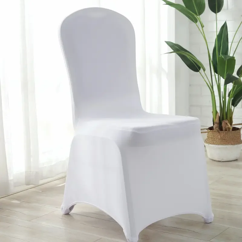 

Popular regular 105CM milk fiber one piece flexible and Stretch chair cover full wrapped seat cover for meeting wedding