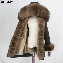 OFTBUY Waterproof Parka Real Fur Coat Winter Jacke