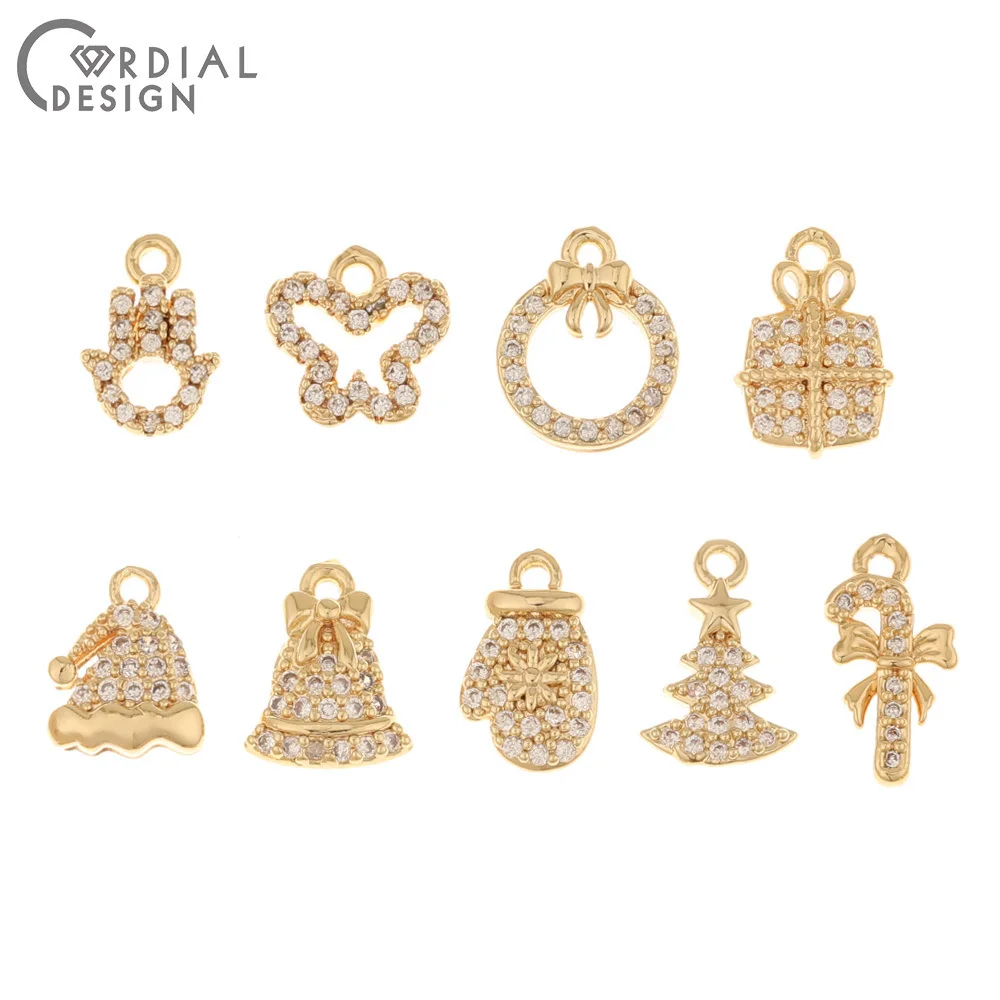 

Jewelry Cordial Design 30Pcs Earrings Accessories DIY Pendant Hand Made Genuine Gold Plating CZ Charms Jewelry Findings & Comp