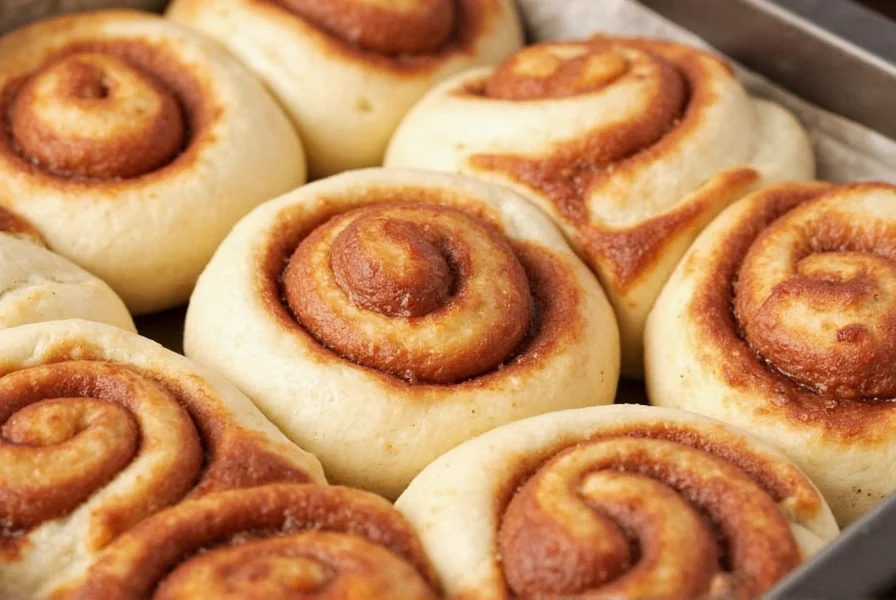 Finished chili cinnamon rolls on baking sheet showing perfect golden color and texture