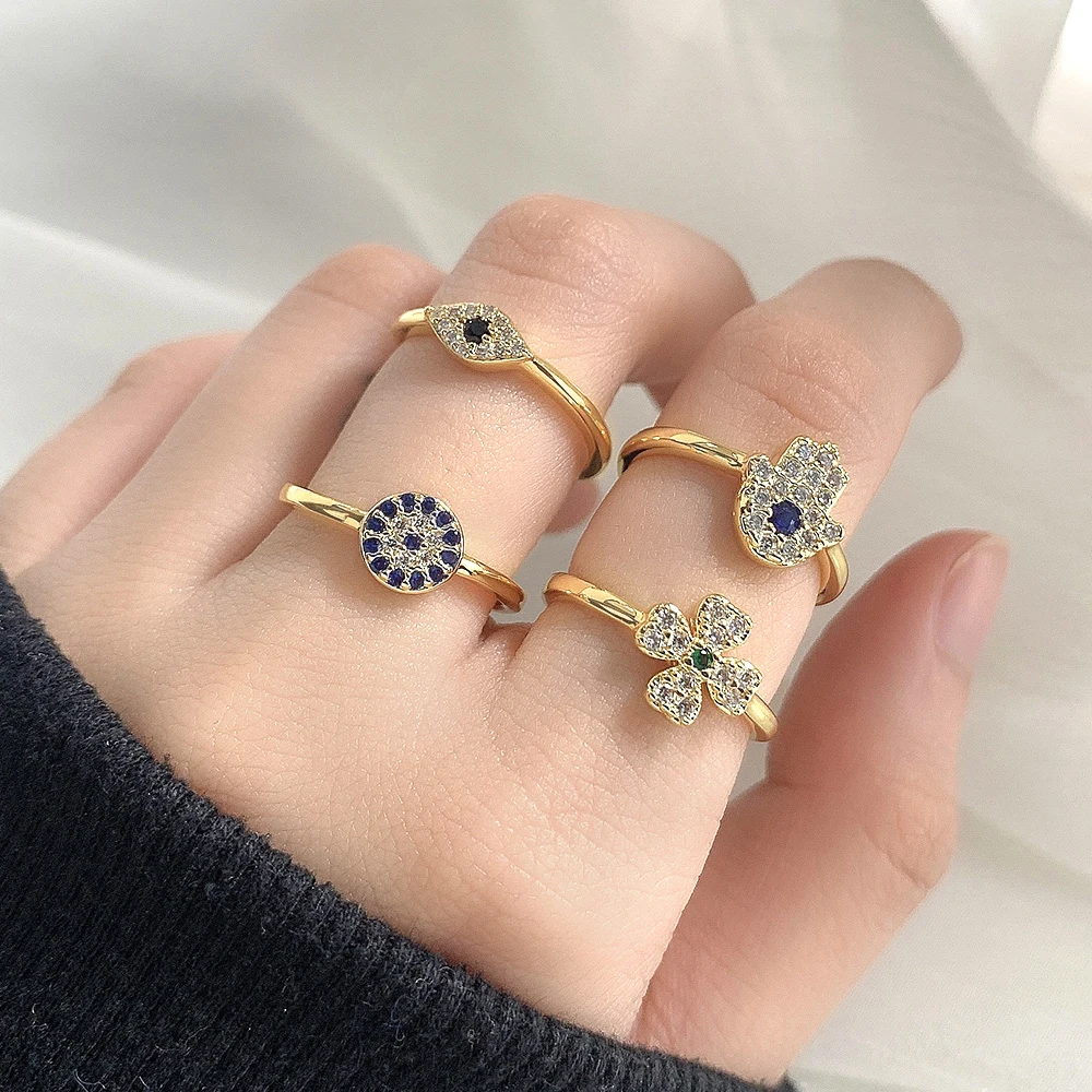 

FOXI minimalist jewelry gold plated personality rings set