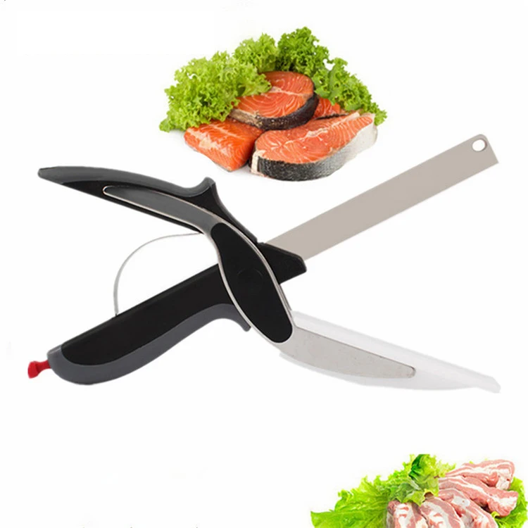 

Kitchen Gadgets Stainless Steel Multifunction Vegetables Cutter Tools 2-in-1 Knife and Cutting Food Chopper Kitchen Scissors