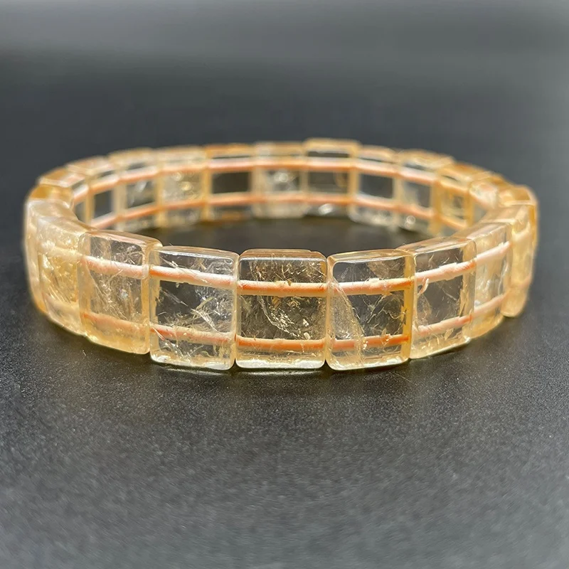 

Natural Gemstone Stone Bracelet Hand Row Crystal Citrine Agate Amethyst Bracelets Faceted Square For Women Men Gift