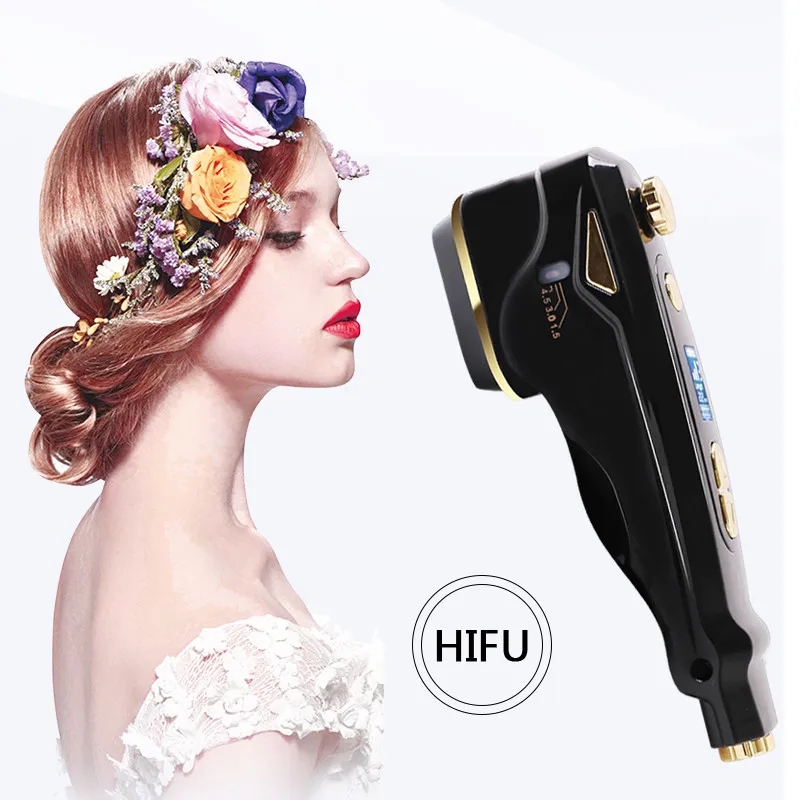 

Portable mini HIFU 4MHz skin Tightening beauty device hifu face lift machine for home use, Black