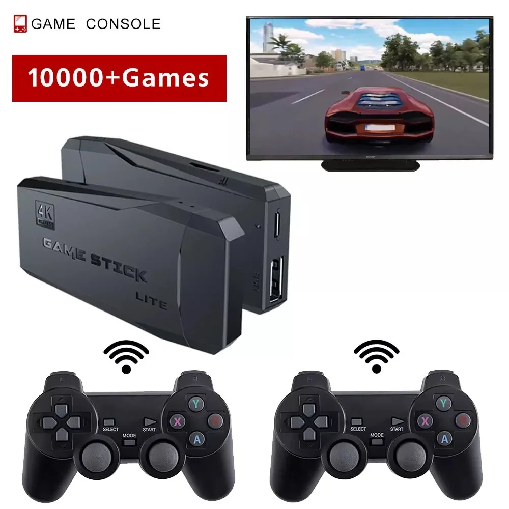 

Game 4K game stick TV video game console 2.4G wireless controller suitable for PS1 / SNES 9 simulator retro console, Black