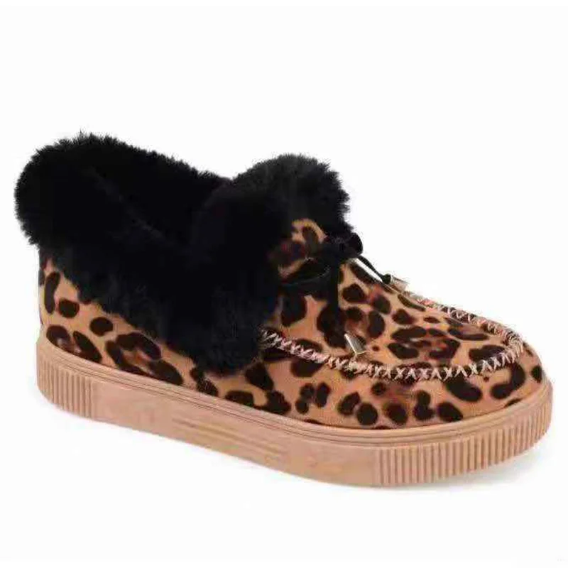 

Factory warm new ladies outdoor winter fluffy furry faux fur short moccasin snow boots women shoes with fur and thick bottom