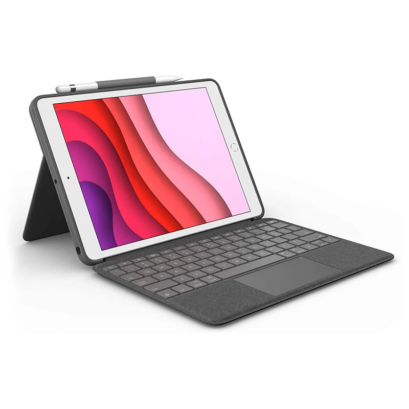 

Logitech Combo Touch Keyboard case for iPad (7th and 8th Generation) with trackpad Wireless Keyboard and Smart Connector Tech, Grey