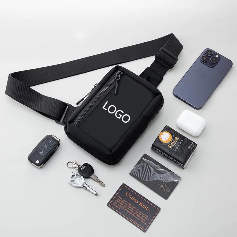 HUALIAN Custom Men's Messenger Bag Mini Waterproof Nylon Chest Crossbody Sling Fashion Small Chest Bag