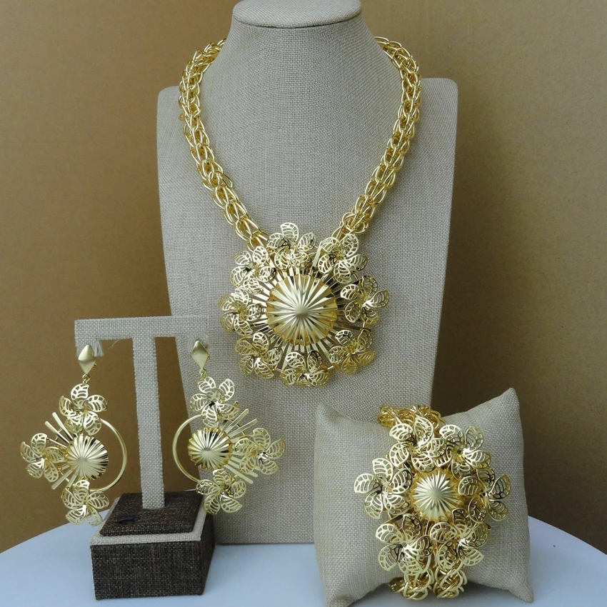 

Yuminglai 2019 African Big Jewelry Sets Women Dubai Gold Jewelry Sets for Women FHK7201, Any color you want