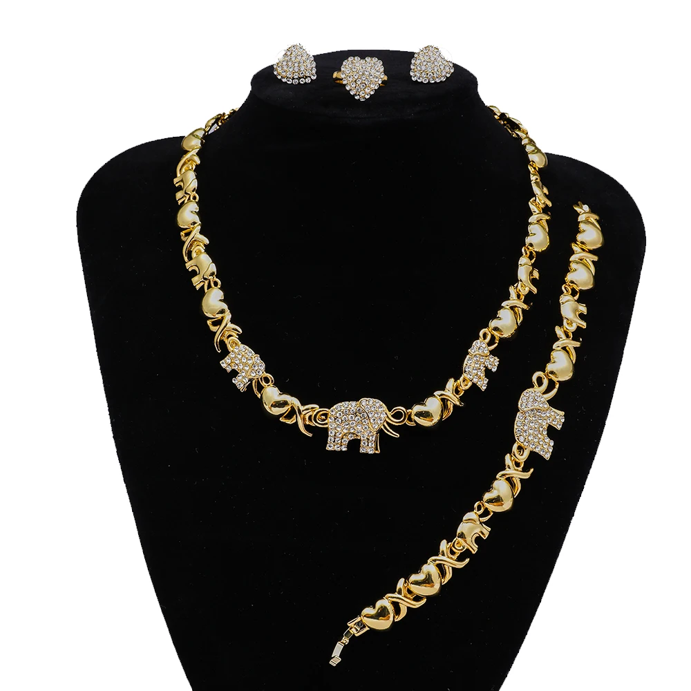 

Mix Style Hot sell 24k gold women kids jewelry sets, elephant hearts xoxo necklace set jewelry