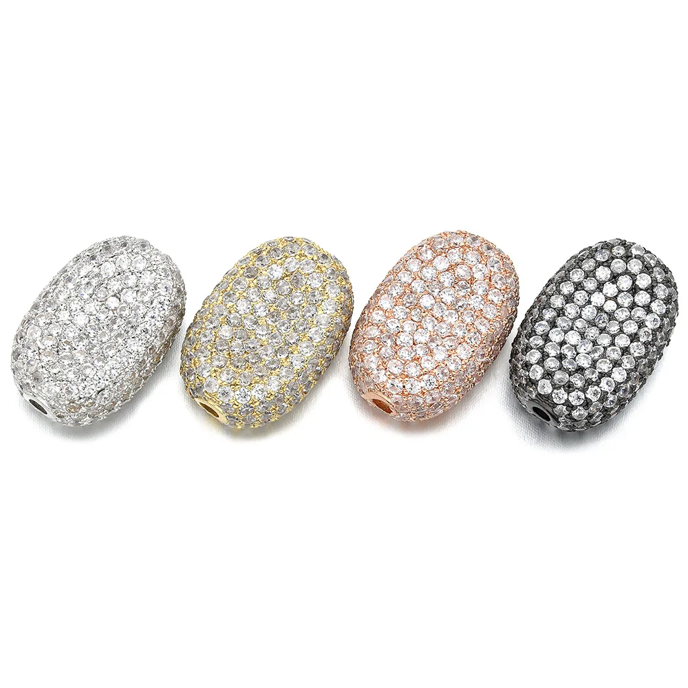 

CZ7393 Wholesale cz micro pave flat oval beads,diamond pave oval spacer beads