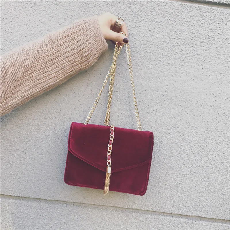 

fashion summer spring soft velvet ladies sling shoulder bags 2021 new style gold chain cheap square crossbody bags for women