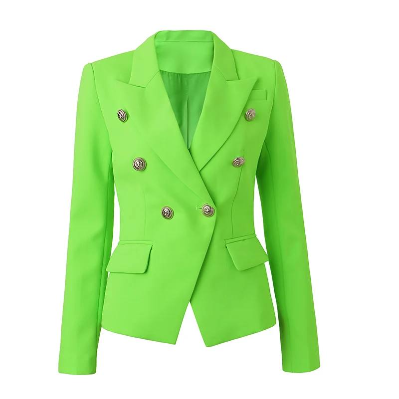 

Luxury American Style Designer Beautiful Color Bodycon High Street Women Fluorescent Green Blazer