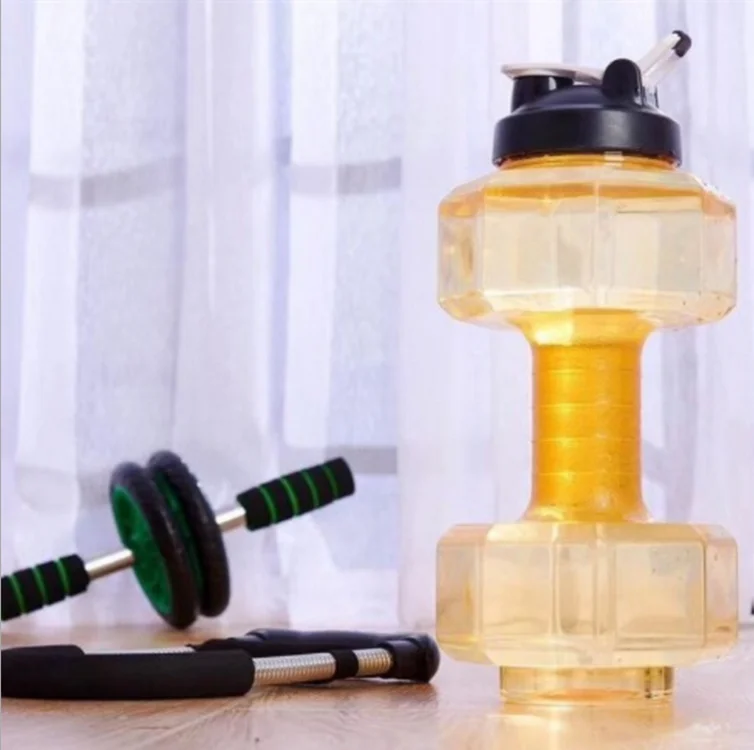

Wholesale Leakproof Plastic Cool Fitness Sports dumbbell plastic water bottle/cup