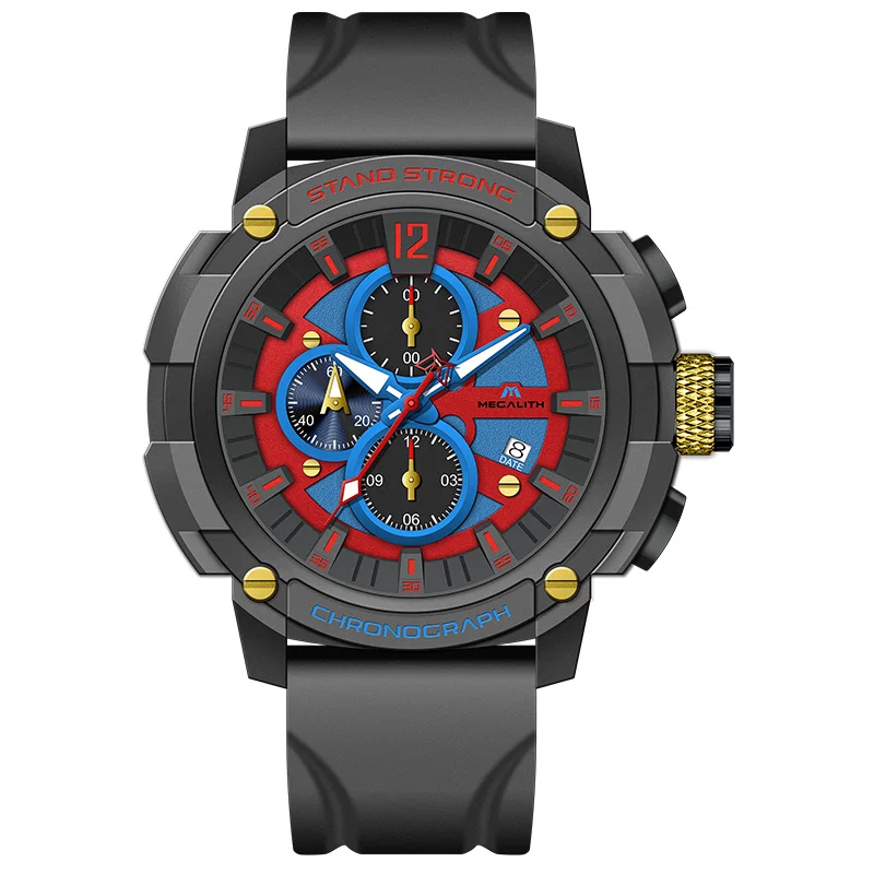 

Megalith Luxury Rubber Belt Sports Watch Top Design Quartz Watches Waterproof Luminous Timing Wrist Watch for Men