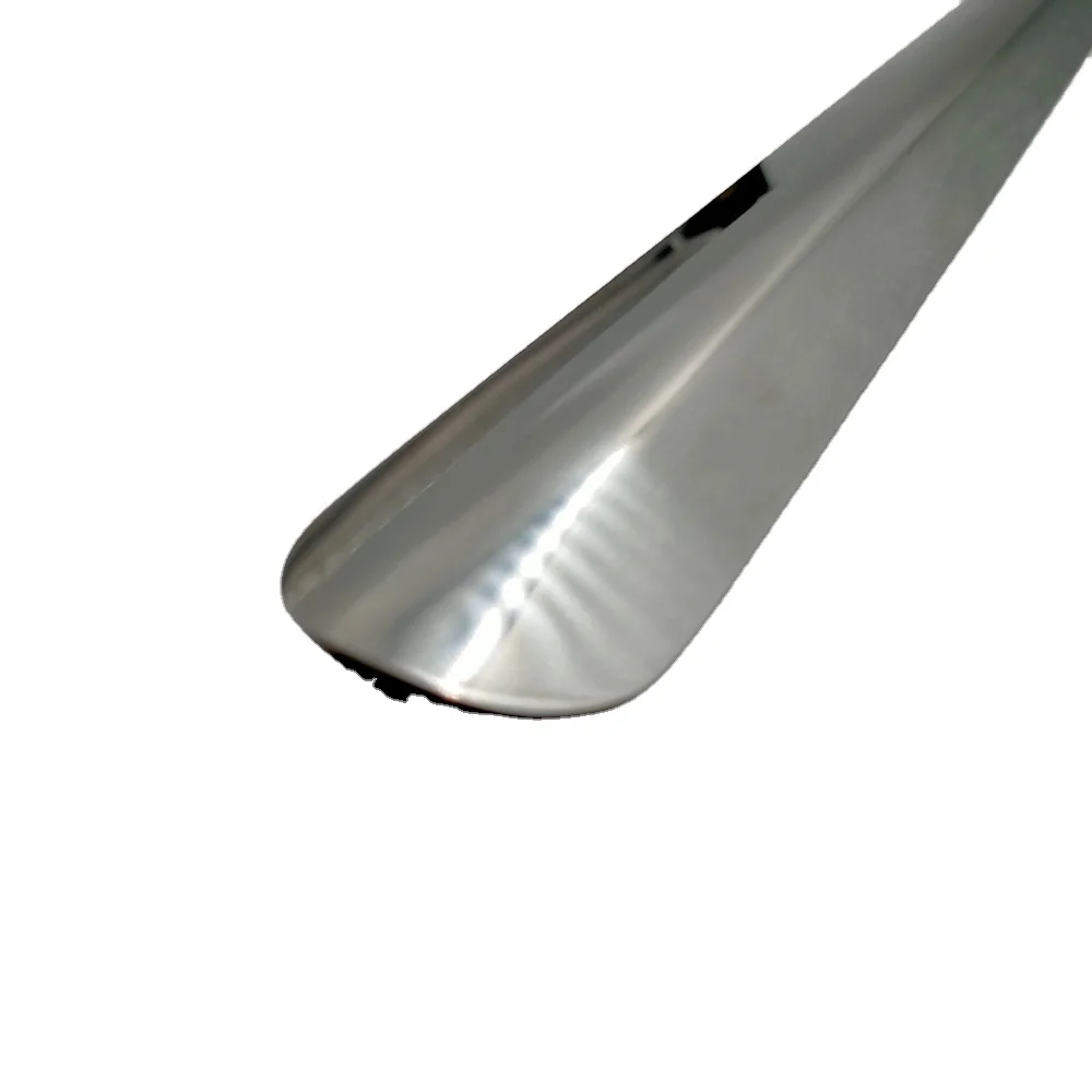 

38cm stainless steel leather portable long shoe horn for seniors, Silver