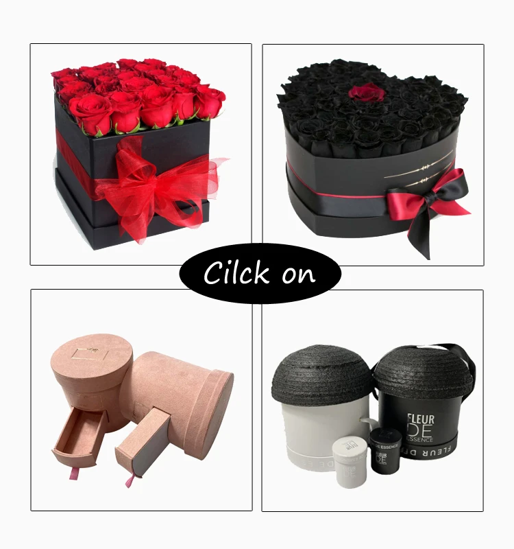 High-end luxury gold/silver glitter round cardboard rose flower packaging box