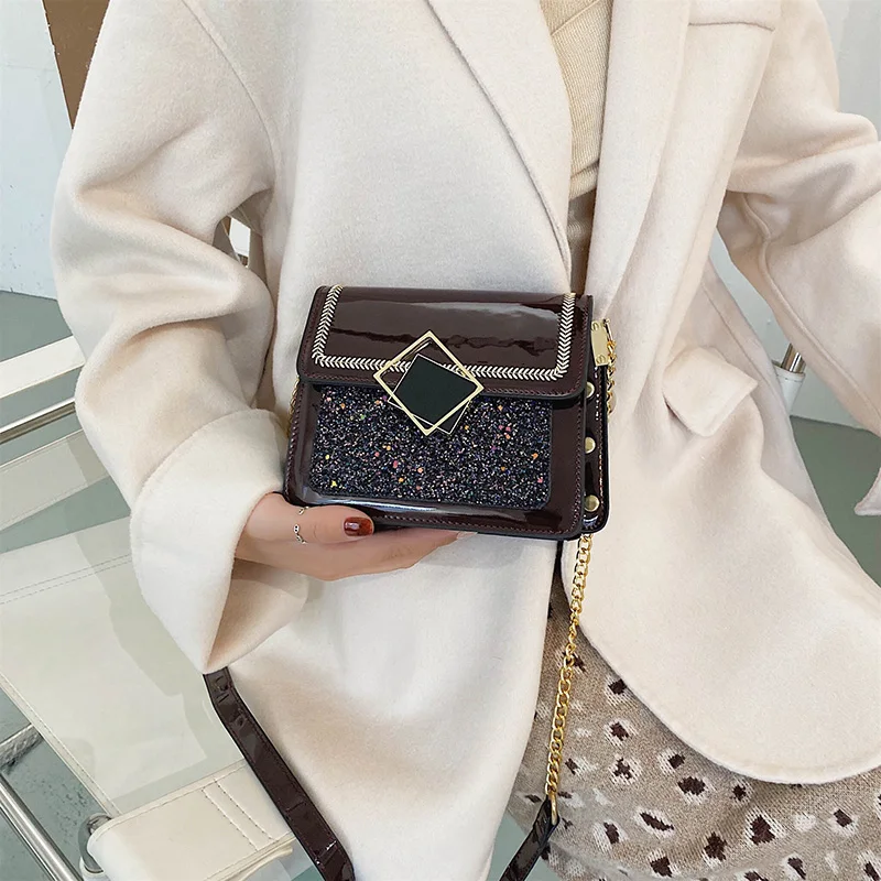 

Wholesale Fashion Trends Woman Color sequins Messenger Bags pu leather women's crossbody bag, As picture