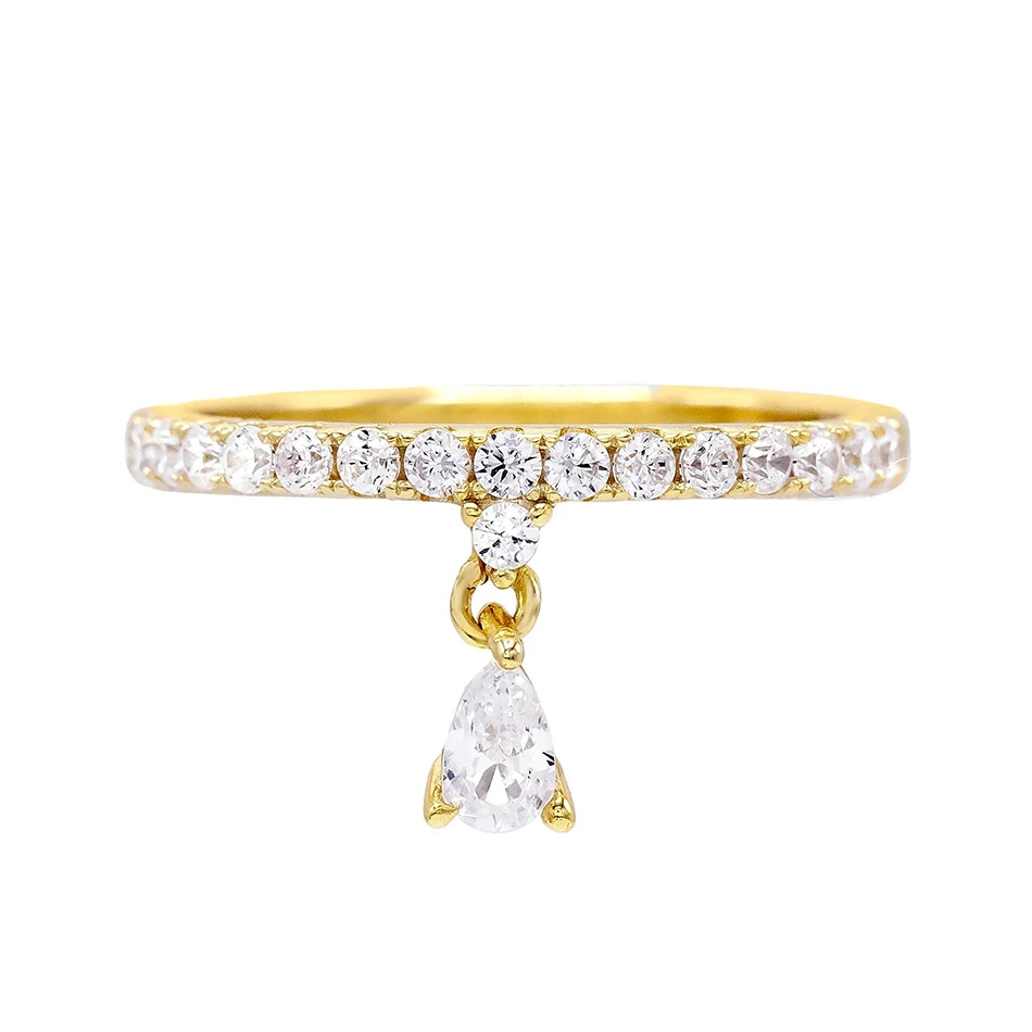 

gold jewelry manufacturers wholesale 925 sterling silver 14k gold plated teardrop dangle ring for women jewelry
