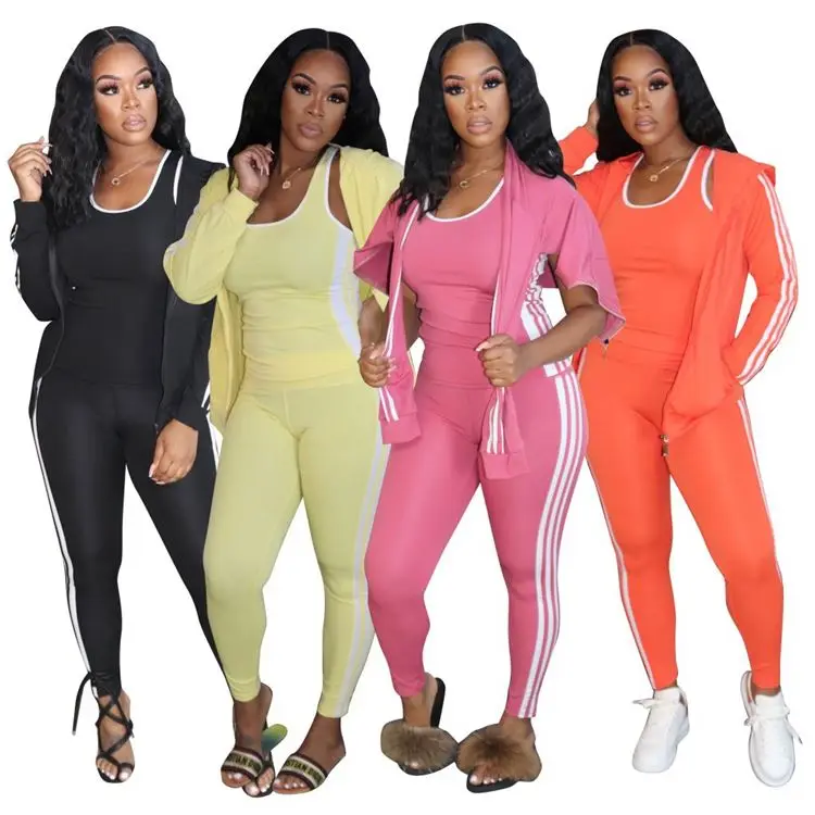 

High Quality Womens Winter Clothing 2020 Ladies Sports Hoodie Set 3 Piece Set Women Lady Top And Pants
